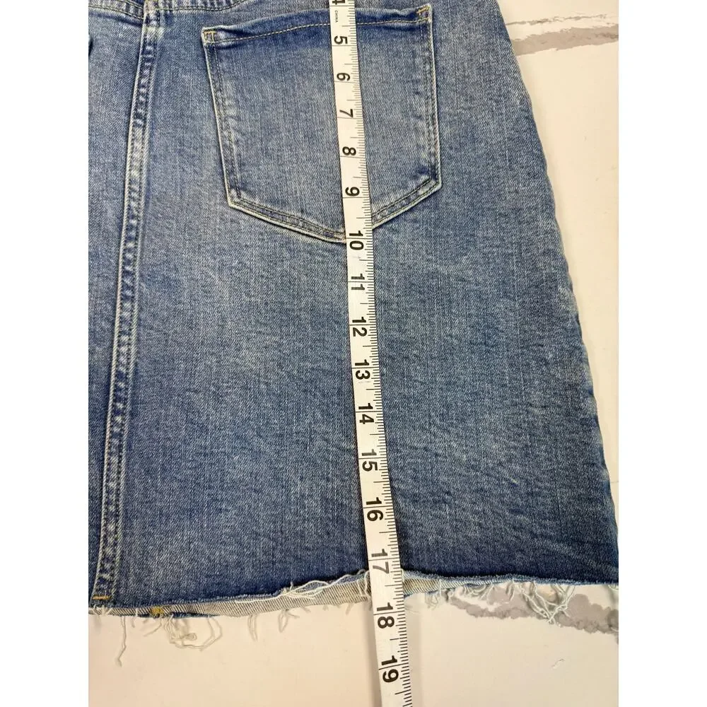 NWOT Old‎ Navy Women Blue Denim Skirt Raw Hem Frayed Casual Jean Skirt Size 6